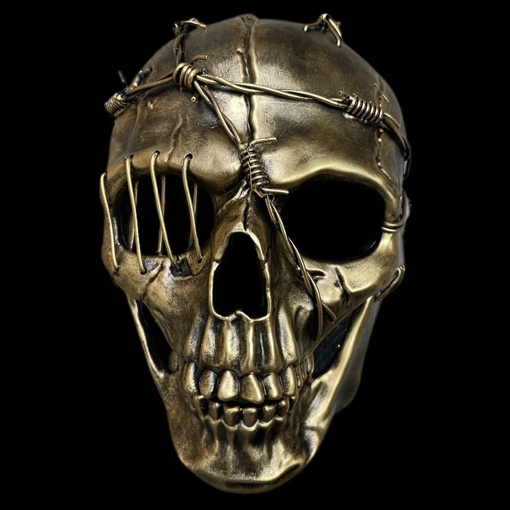 Skeleton mask with barbed wire and 